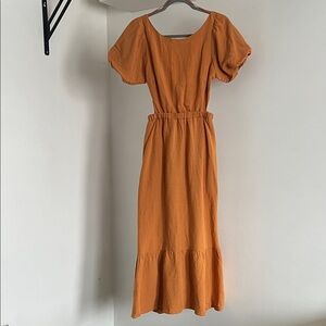 Astr Apron Open Back Midi Dress